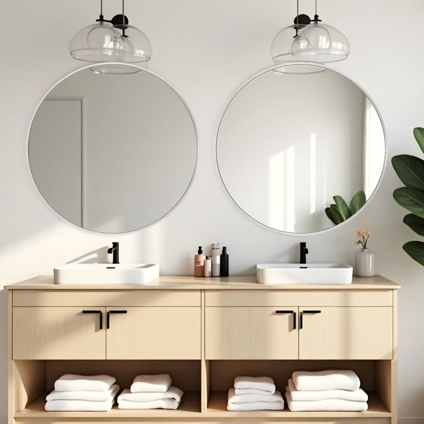 Miroir de courtoisie rond mural moderne pour salle de bain