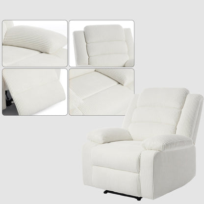Fauteuil inclinable manuel moderne en velours côtelé, fauteuil inclinable réglable avec accoudoirs larges