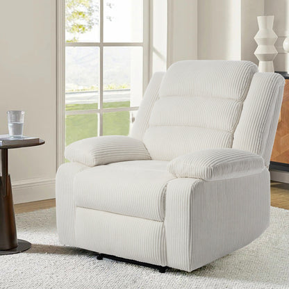 Fauteuil inclinable manuel moderne en velours côtelé, fauteuil inclinable réglable avec accoudoirs larges