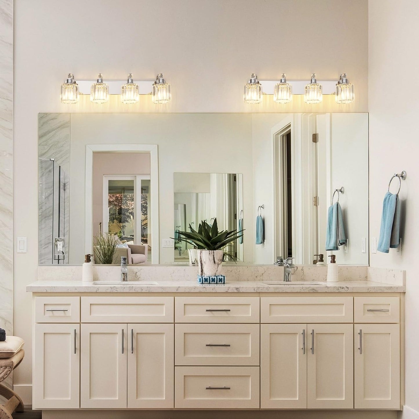 Appliques murales modernes en cristal pour salle de bain, à intensité variable