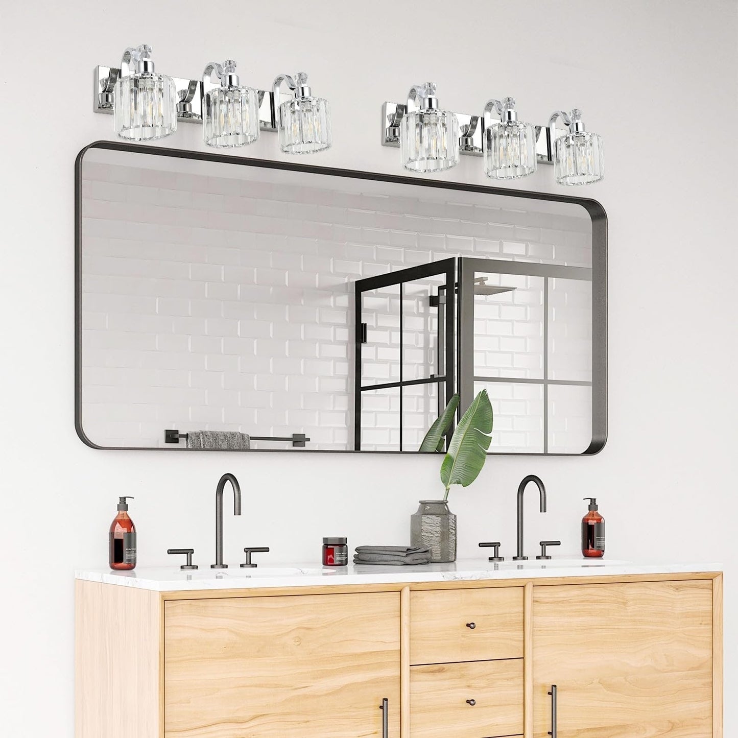 Appliques murales modernes en cristal pour salle de bain, à intensité variable