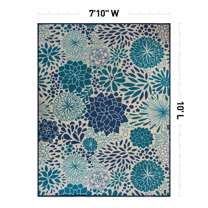Tapis d'intérieur/extérieur tissé plat à motifs floraux modernes