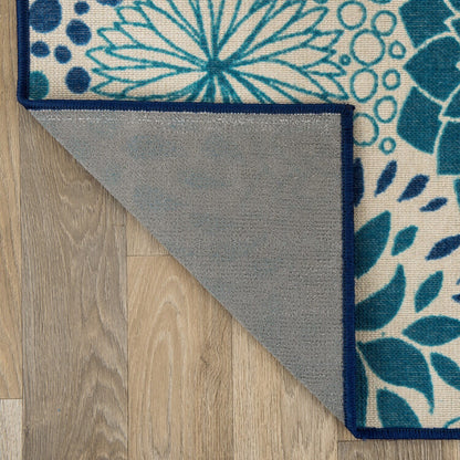 Tapis d'intérieur/extérieur tissé plat à motifs floraux modernes