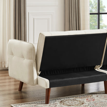 Canapé-lit futon moderne, canapé-lit convertible avec pieds fuselés en bois, 78,35 l, petit canapé à dossier divisé pour salon