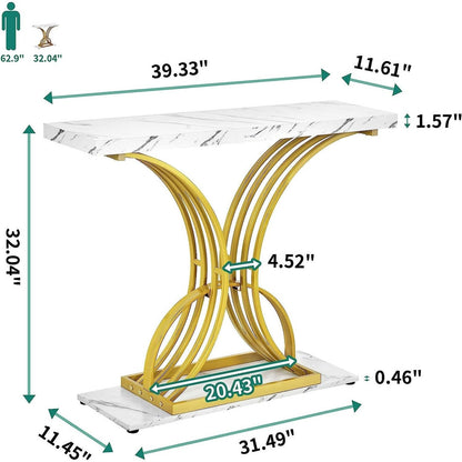 Console moderne dorée avec plateau marbré pour entrée/couloir
