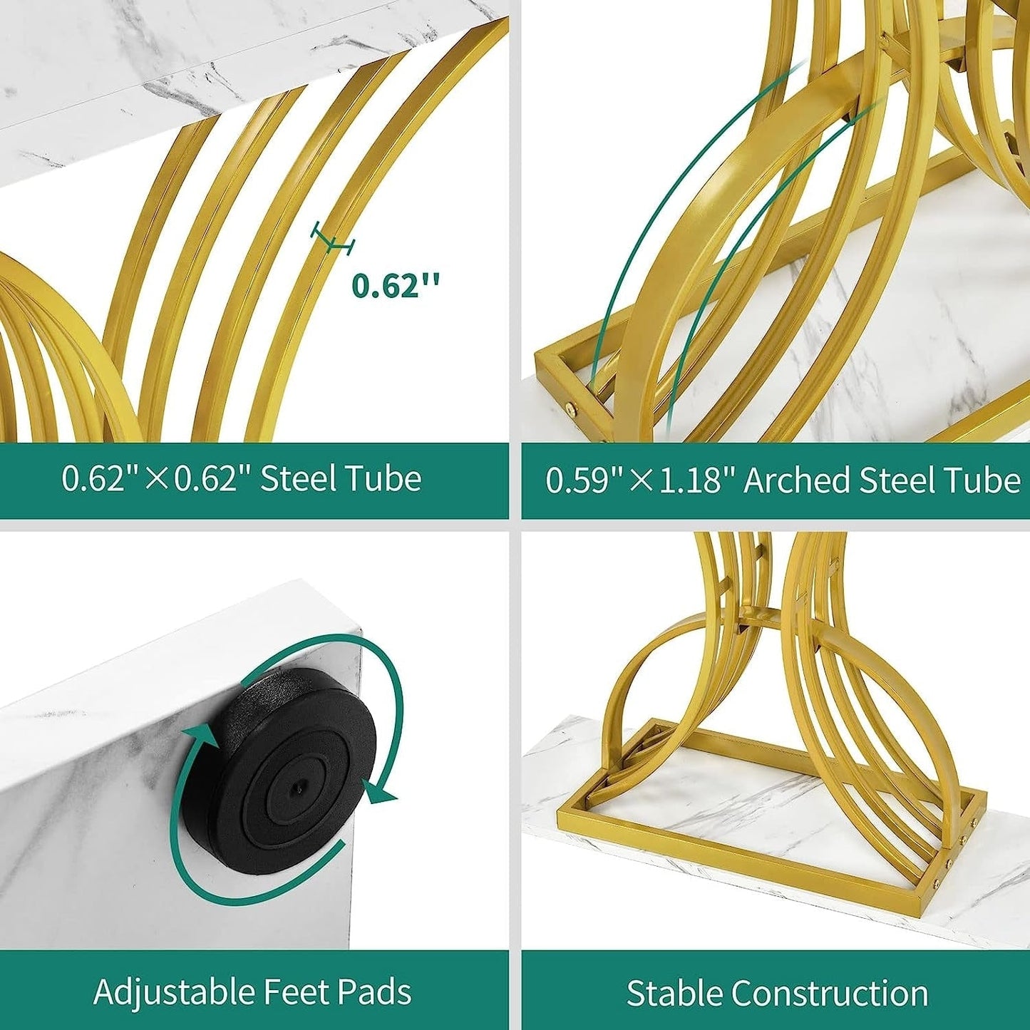 Console moderne dorée avec plateau marbré pour entrée/couloir