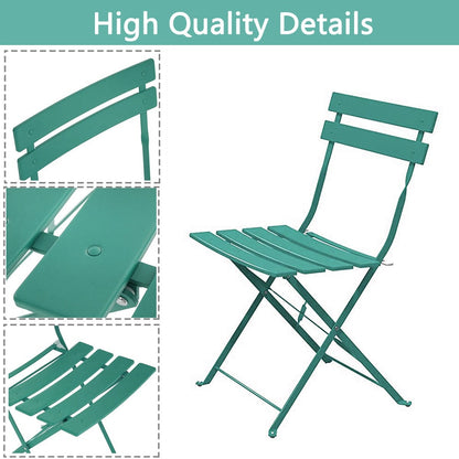 Ensemble bistrot pliant en métal 3 pièces, résistant aux intempéries, pour l'extérieur et l'intérieur, idéal pour la terrasse, la cour et le jardin.