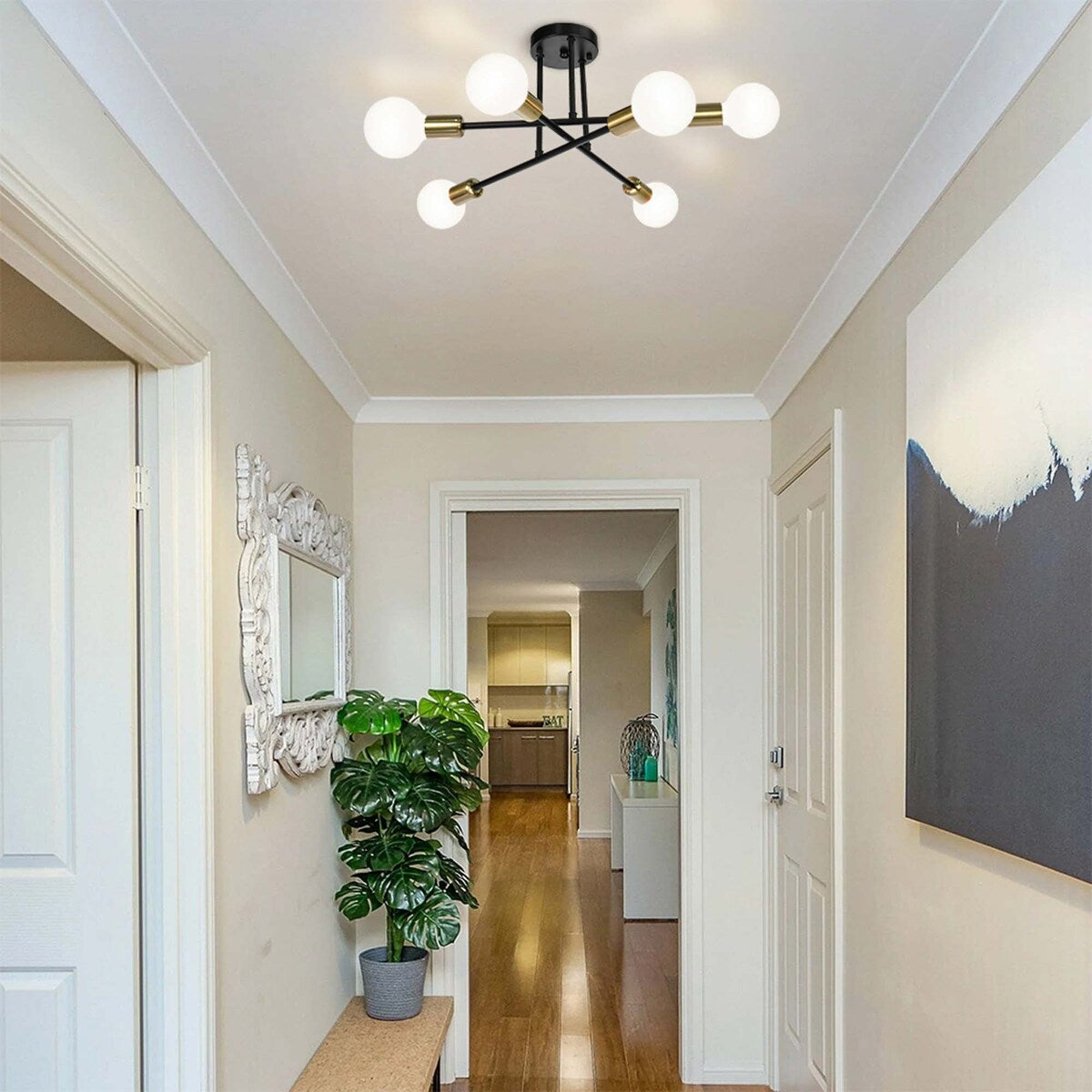 Plafonnier semi-encastré Sputnik moderne en métal, 60 cm (23,62 po), 60 cm (23,62 po).