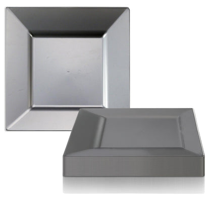 Assiettes carrées jetables en plastique, modernes et opaques - Articles de fête