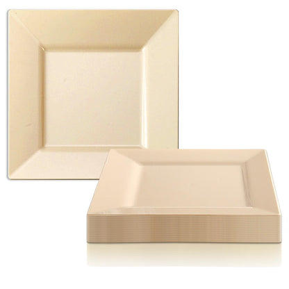 Assiettes carrées jetables en plastique, modernes et opaques - Articles de fête