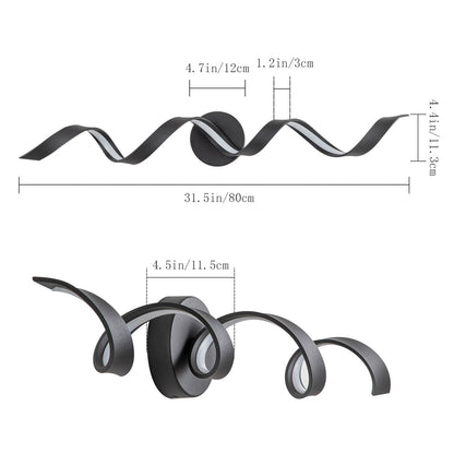 Applique murale LED moderne en spirale pour salle de bain, à intensité variable.