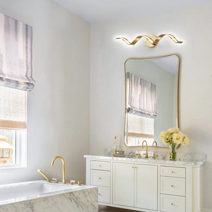 Applique murale LED moderne en spirale pour salle de bain, à intensité variable.