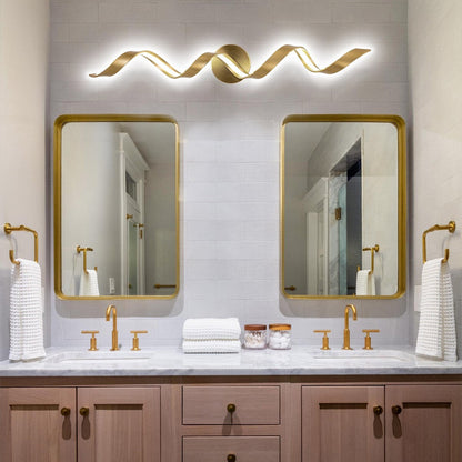 Applique murale LED moderne en spirale pour salle de bain, à intensité variable.