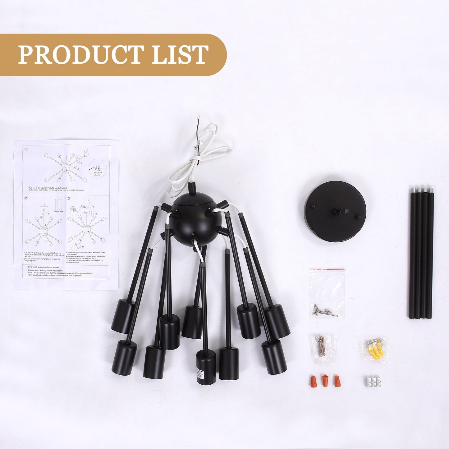 Lustre Sputnik moderne à 10 lumières réglables, plafonnier idéal pour cuisine, salle à manger, salon ou chambre - Non disponible