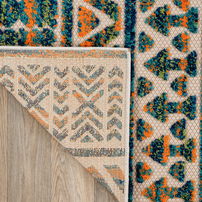 Tapis d'intérieur/extérieur à rayures modernes et géométriques délavées de World Rug Gallery