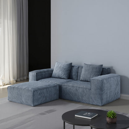 Canapé convertible modulable 2 places en velours côtelé gris