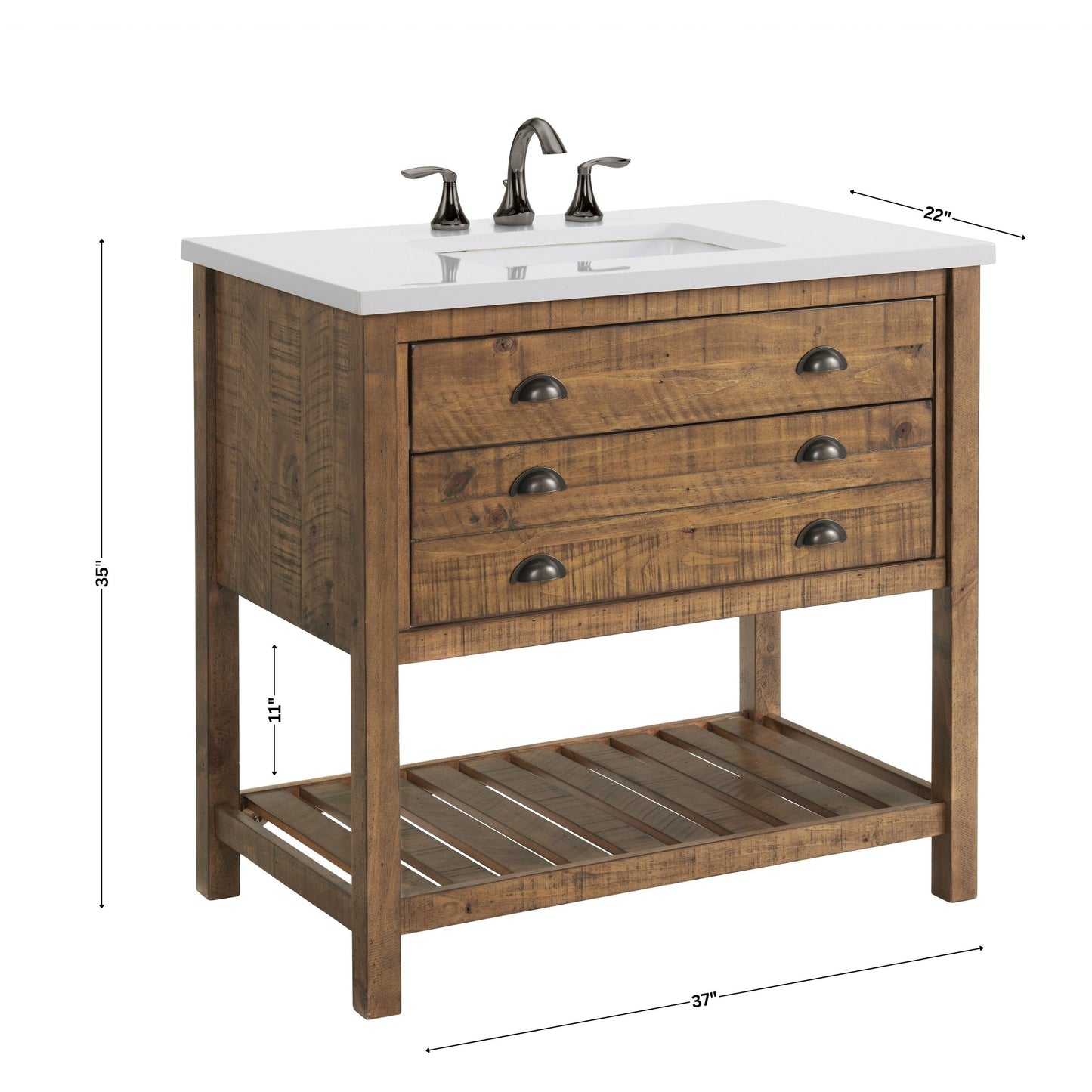 Meuble-lavabo simple de style ferme Monterey 37 avec dessus
