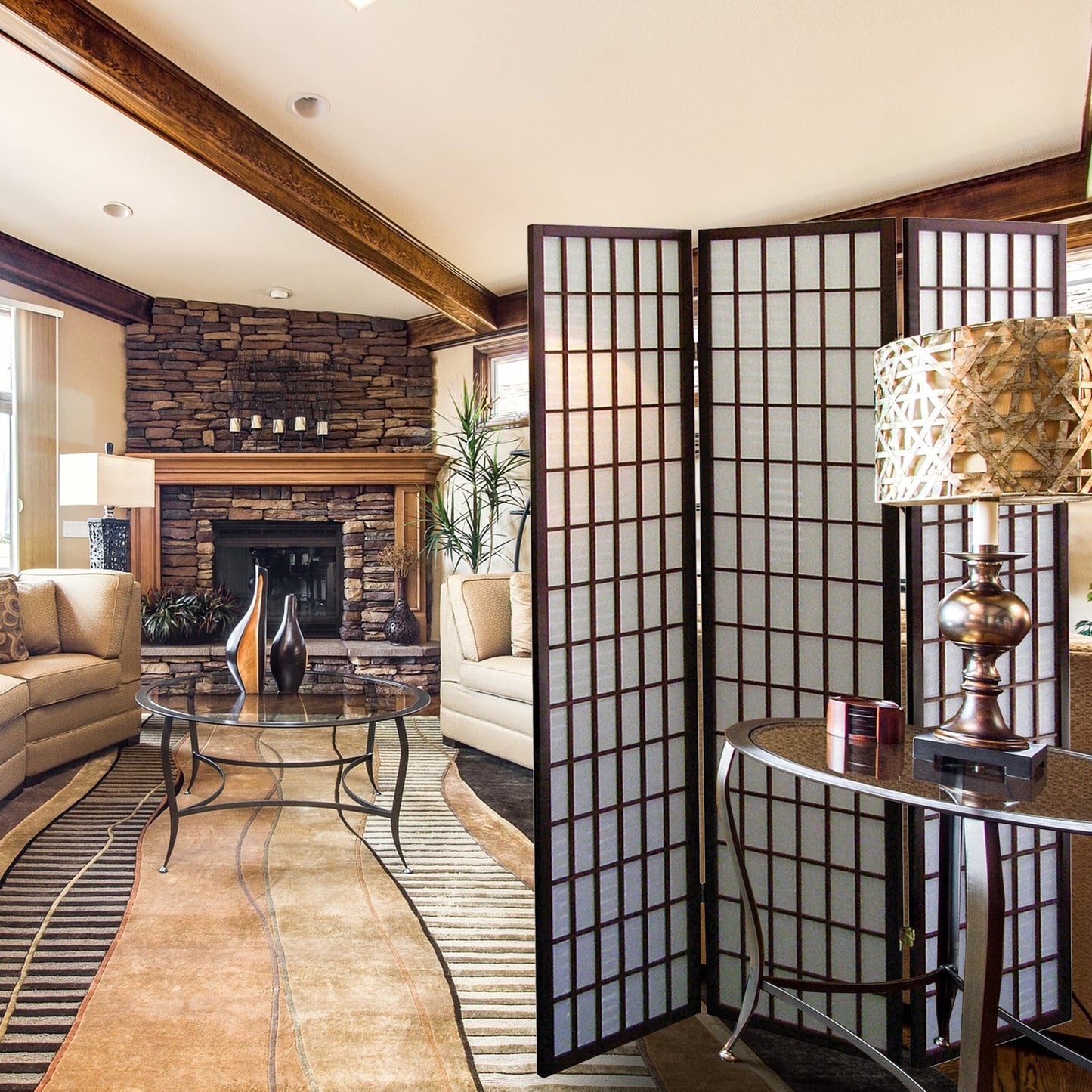 Paravent naturel à plusieurs panneaux