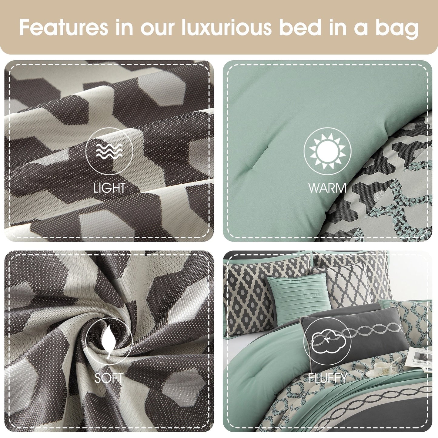 Ensemble de couette géométrique de luxe 10 pièces Nanshing Calvin