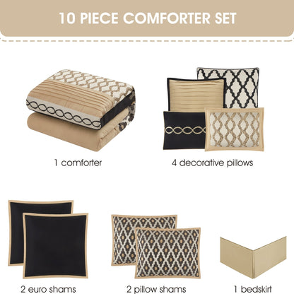 Ensemble de couette géométrique de luxe 10 pièces Nanshing Calvin