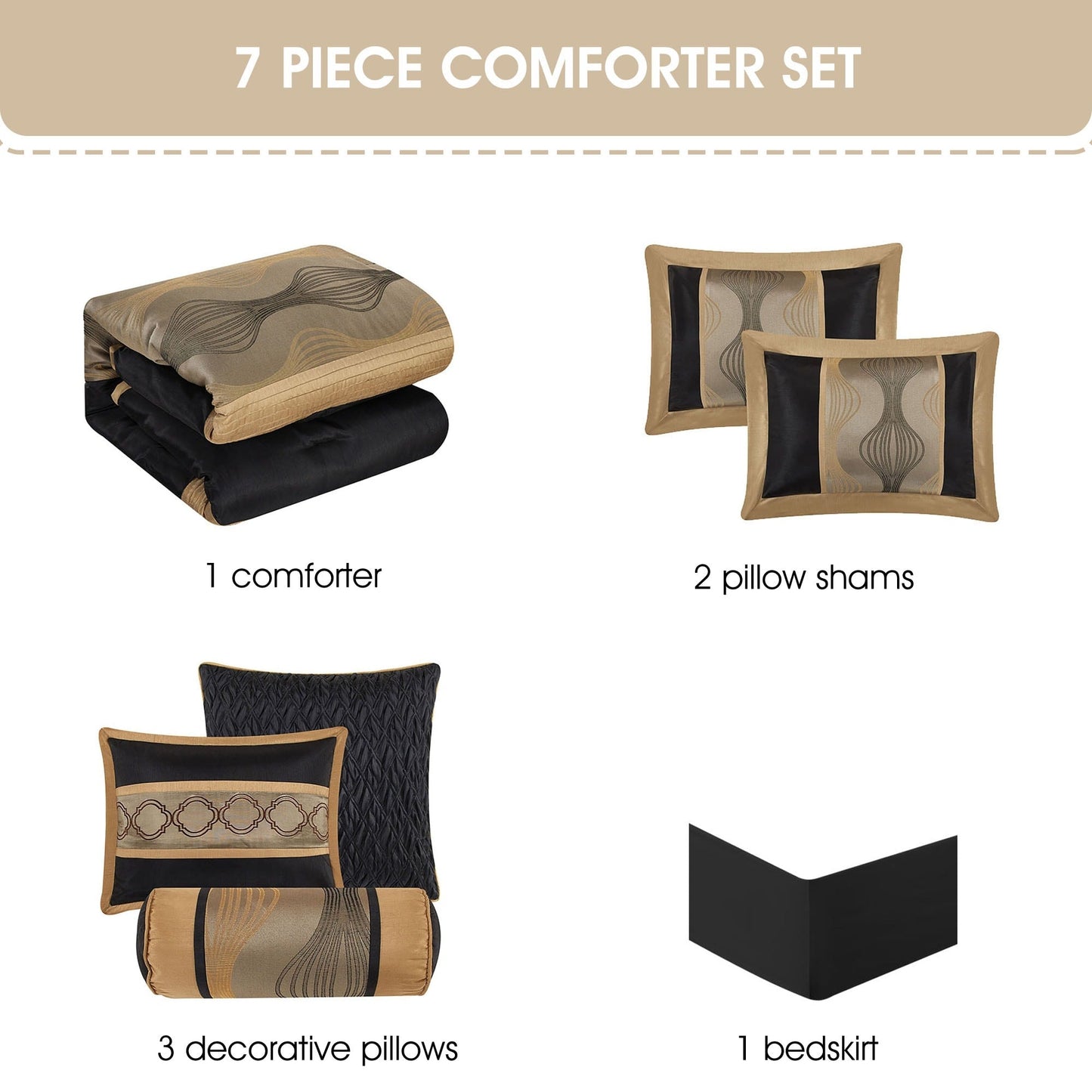 Ensemble de couette géométrique moderne 7 pièces Nanshing Daniella
