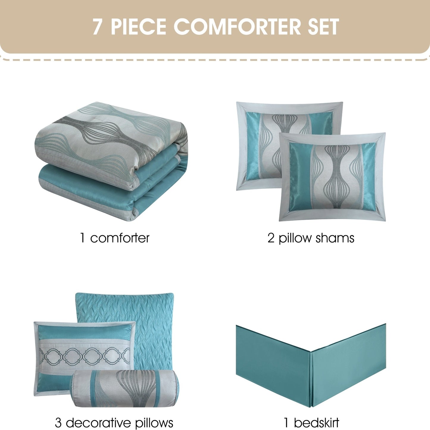 Ensemble de couette géométrique moderne 7 pièces Nanshing Daniella