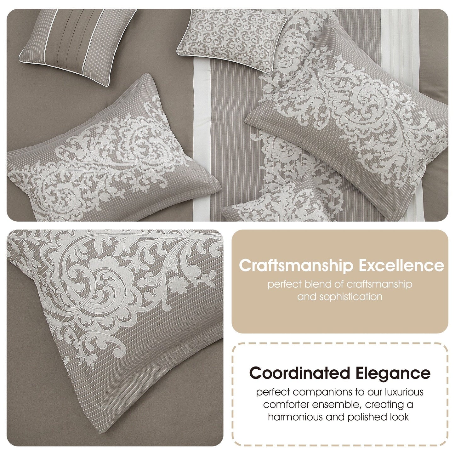 Ensemble de couette 7 pièces Nanshing Salem Damask Jacquard