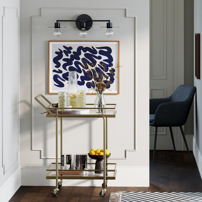 Applique murale de salle de bain Nathan James Pattinson à 3 lumières avec structure en métal et abat-jour fin