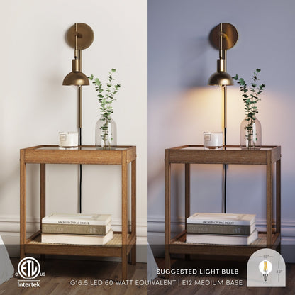 Applique murale Nathan James Tamlin à bras articulé, 1 lumière, avec prise et interrupteur marche/arrêt