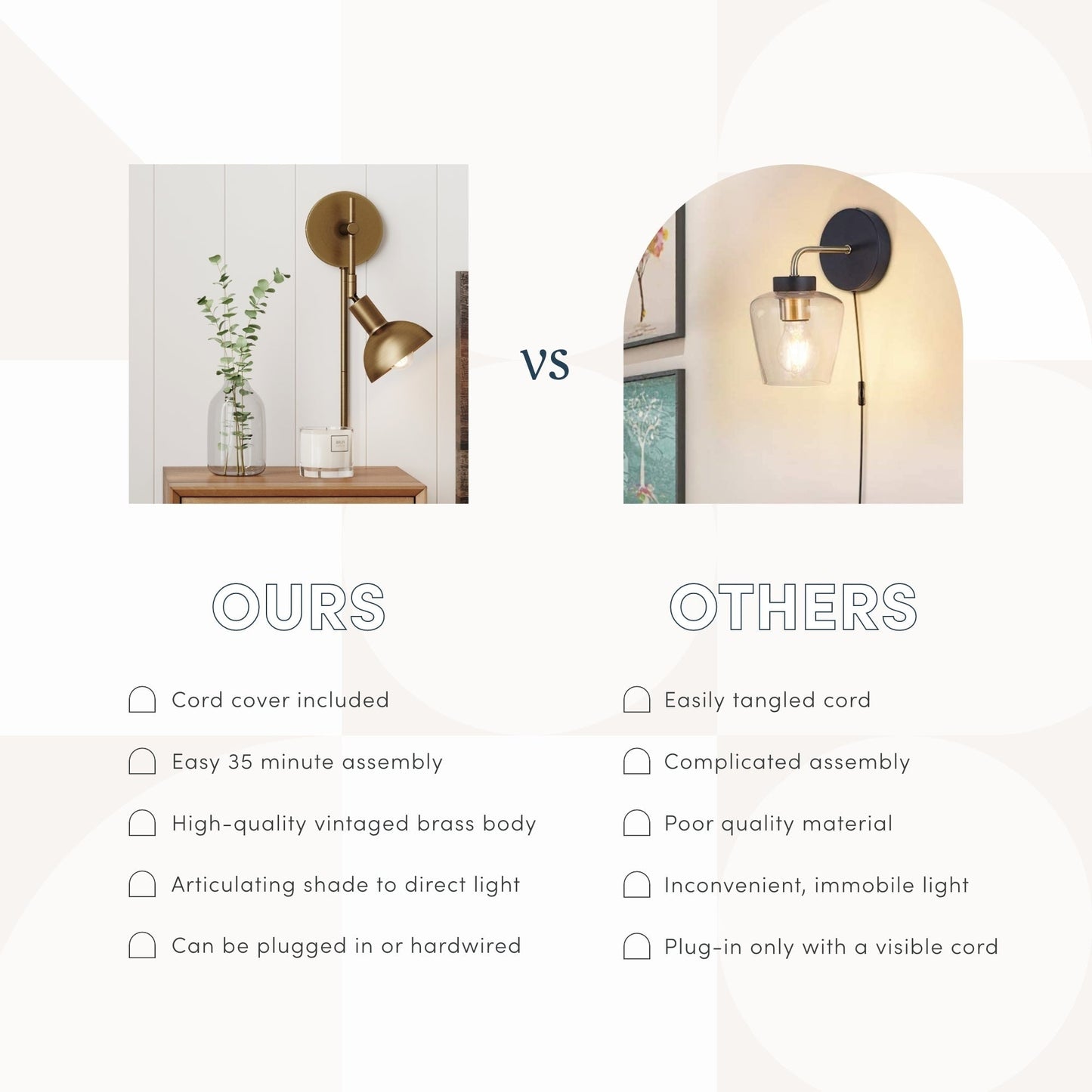 Applique murale Nathan James Tamlin à bras articulé, 1 lumière, avec prise et interrupteur marche/arrêt