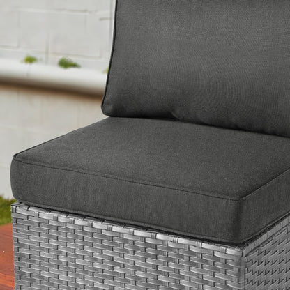 Ensemble de salon sectionnel OVIOS en osier à siège profond, 11 pièces, chaises pivotantes, foyer