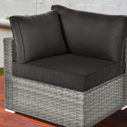 Ensemble de salon sectionnel OVIOS en osier à siège profond, 11 pièces, chaises pivotantes, foyer