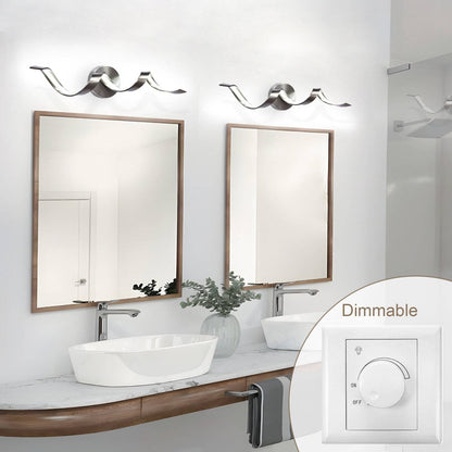 Applique murale LED moderne en spirale pour salle de bain, à intensité variable.