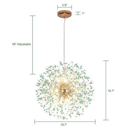 Lustre Sputnik moderne OYIPRO avec effet feu d'artifice et suspension en cristal