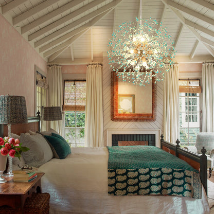 Lustre Sputnik moderne OYIPRO avec effet feu d'artifice et suspension en cristal