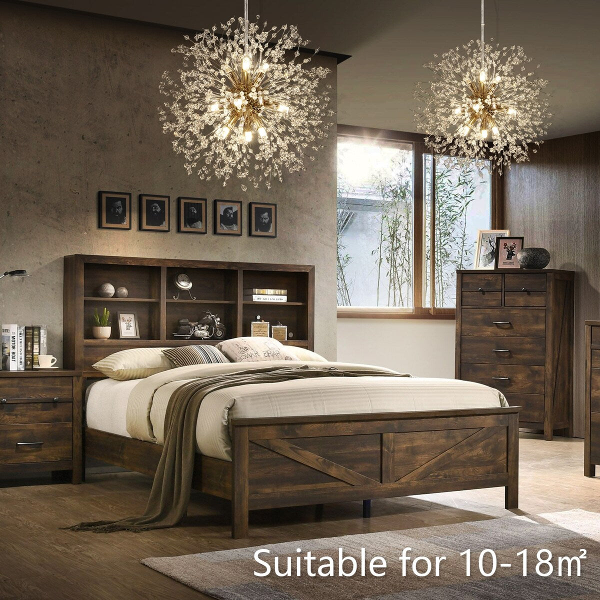 Lustre Sputnik moderne OYIPRO avec effet feu d'artifice et suspension en cristal