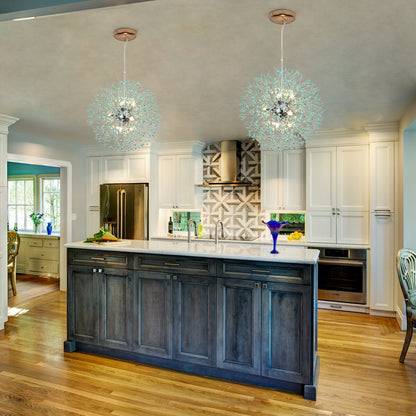 Lustre Sputnik moderne OYIPRO avec effet feu d'artifice et suspension en cristal