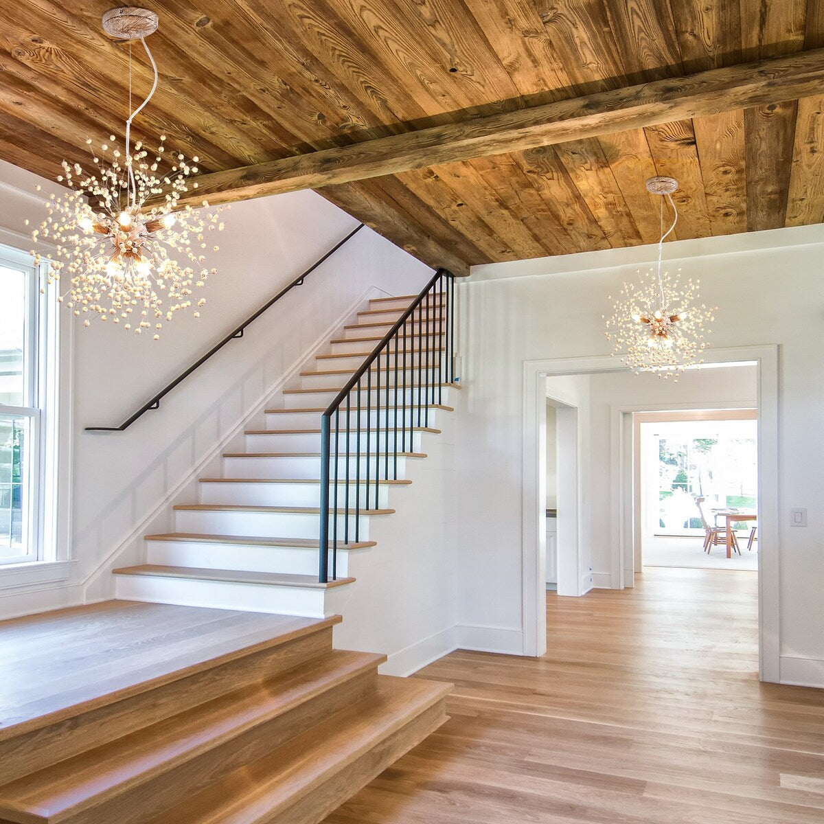 Lustre Sputnik moderne OYIPRO avec effet feu d'artifice et suspension en cristal