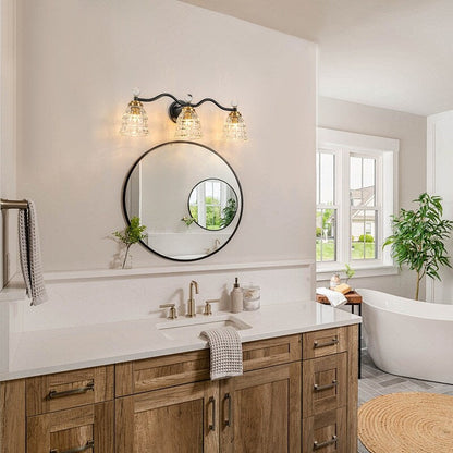 Luminaires de salle de bain modernes Ora à intensité variable, noirs et dorés