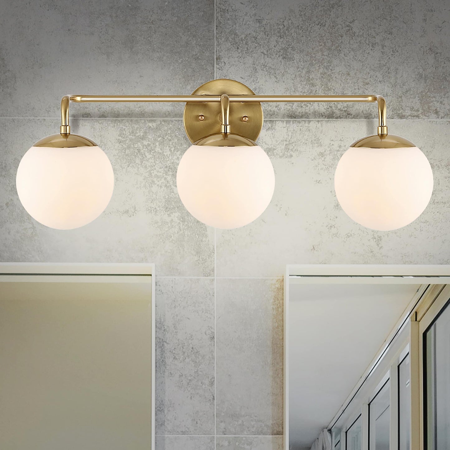 Meuble-lavabo moderne Globe en métal et verre dépoli avec éclairage LED, par JONATHAN Y