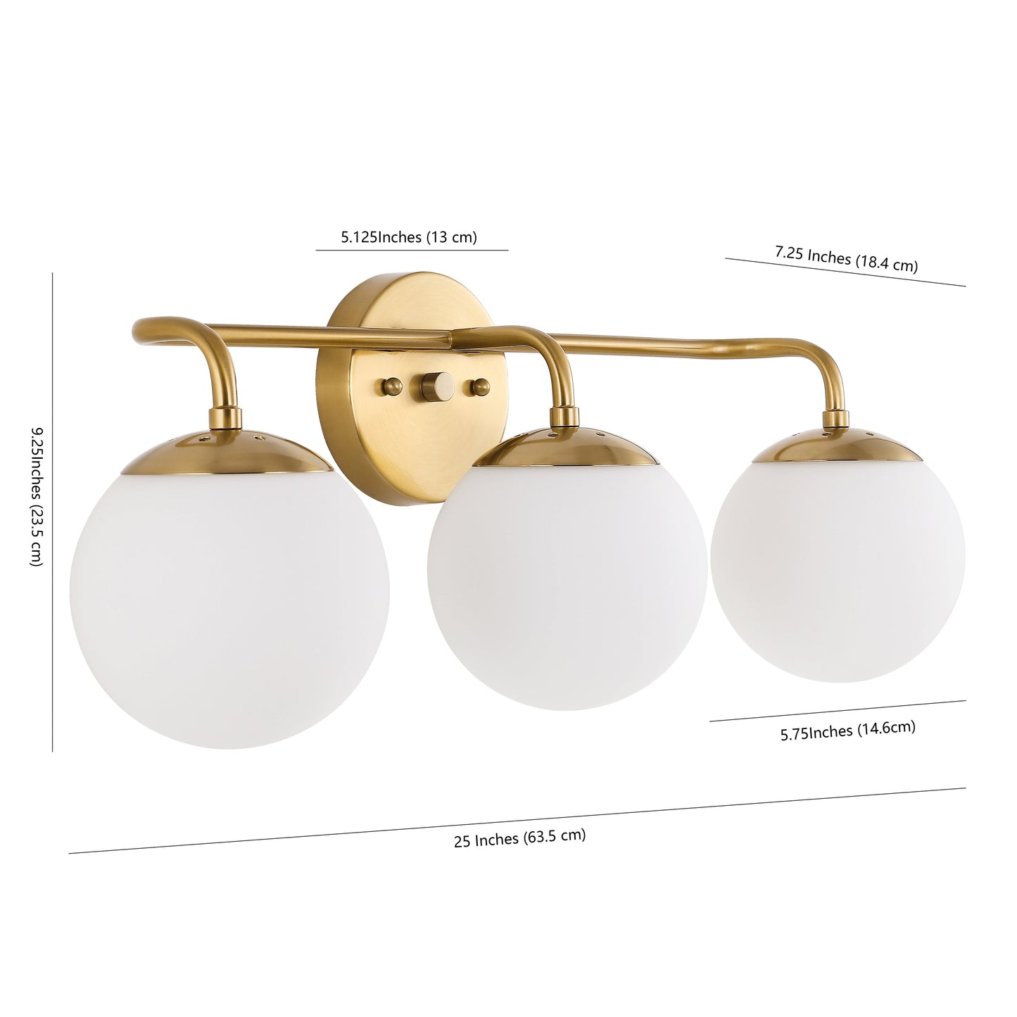 Meuble-lavabo moderne Globe en métal et verre dépoli avec éclairage LED, par JONATHAN Y