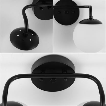 Meuble-lavabo moderne Globe en métal et verre dépoli avec éclairage LED, par JONATHAN Y