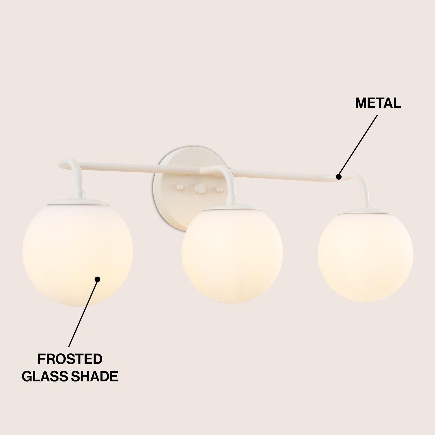 Meuble-lavabo moderne Globe en métal et verre dépoli avec éclairage LED, par JONATHAN Y