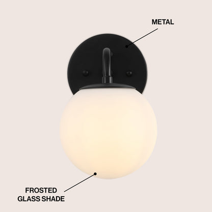 Meuble-lavabo moderne Globe en métal et verre dépoli avec éclairage LED, par JONATHAN Y