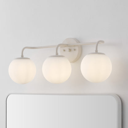 Meuble-lavabo moderne Globe en métal et verre dépoli avec éclairage LED, par JONATHAN Y