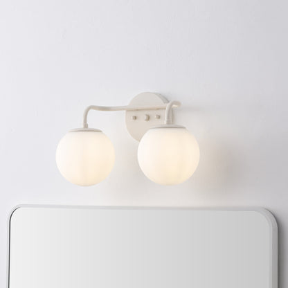 Meuble-lavabo moderne Globe en métal et verre dépoli avec éclairage LED, par JONATHAN Y