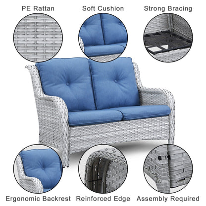 Ensemble de canapés d'extérieur en osier Gymojoy avec causeuse et canapé en rotin