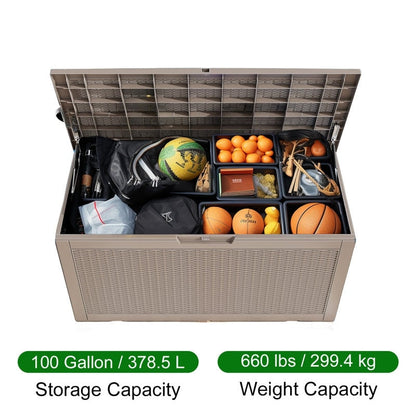 Coffre de rangement extérieur en résine avec serrure