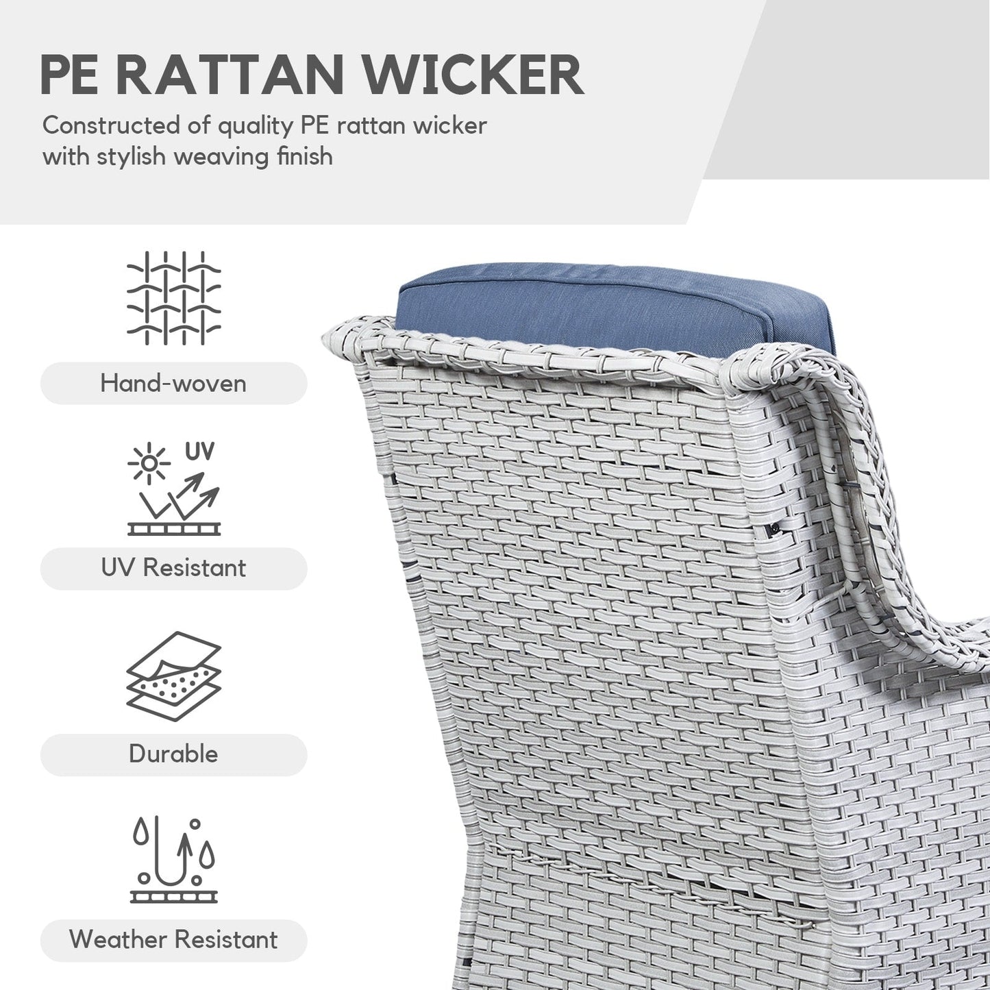 Chaises à bascule d'extérieur en osier Gymojoy avec base pivotante (lot de 2)