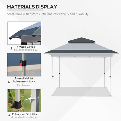 Outsunny 12' x 12' Pop Up Canopy Sun Shade Tente instantanée pliable avec filet latéral en maille, hauteur réglable sur 3 niveaux